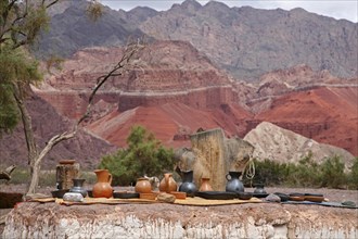 Stall with pottery in the Quebrada de Cafayate in the Salta Province