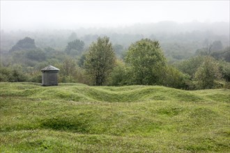 Preserved First World War One battlefield showing bomb craters near Douaumont