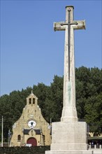 Cross of Sacrifice at the Hooge Crater Cemetery and First World War One museum