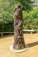 Carved wooden sculpture RSPB Wildlife Garden