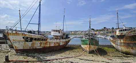 Wrecks of small trawler fishing boats in the harbour of Camaret-sur-Mer