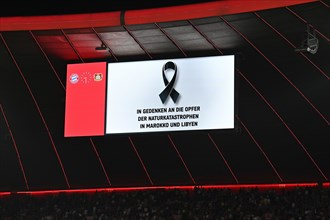 Scoreboard Minute of silence for the victims of the natural disasters in Morocco and Libya Allianz Arena