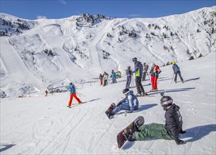 Snowboarders at the Tappenalm