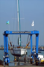 Sailing boat in drydock at Breskens harbour
