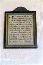 Our father prayer on wooden boards inside Little Wenham church