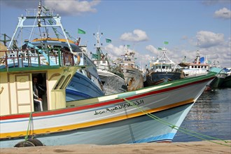 Colourful fishing boats in the harbour of Tripoli