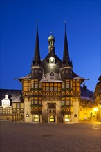 Town hall at Wernigerode at sunset