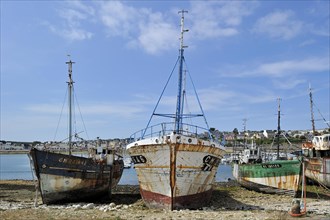 Wrecks of trawler fishing boats in the harbour of Camaret-sur-Mer