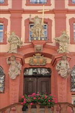 Portal with figures and ornaments of the baroque Mackert's House built in 1745
