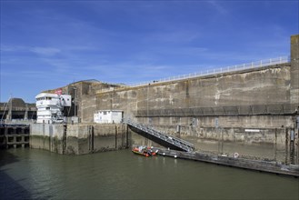 Fortified lock near the German WW2 Kriegsmarine submarine base in the port of Saint-Nazaire