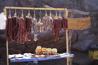 Stall selling local sausages in the Quebrada de Cafayate