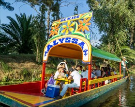 Popular tourist attraction boating Xochimiloco
