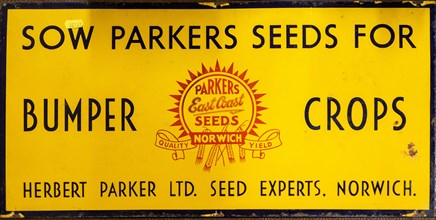 Enamel metal advertising sign for Parkers east Coast Seeds