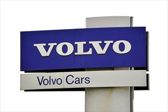 Signboard of the Volvo Cars assembly plant at the Ghent seaport