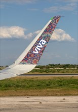 Viva Aerobus winglet livery design plane on the runway at Merida