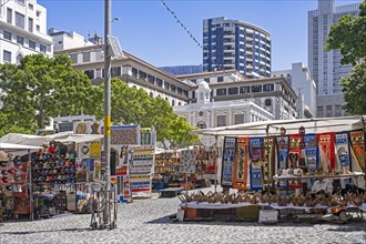 Stalls selling African souvenirs at Greenmarket Square in the City Bowl section of Cape Town