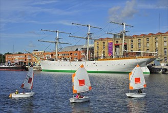 The three-master sailing vessel Duchesse Anne in the harbour at Dunkirk