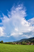 Summer cloud formation over the climatic health resort Weitnau in Oberallgaeu