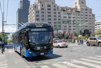 Electric powered modern trolley bus public transport rapid transit system