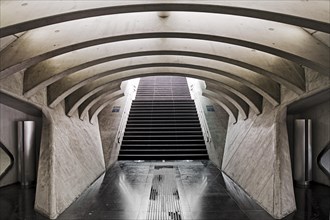 Staircase in Liege-Guillemins station in modern industrial style