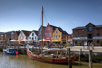 The fishing port of the town Husum along the North Sea