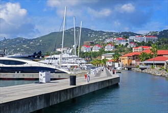 Yachts and sailing boats moored in Charlotte Amalie harbour