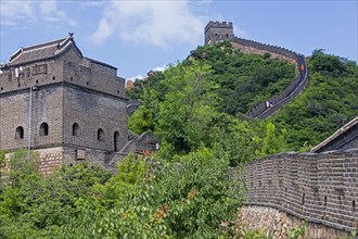 Restored Great Wall of China and watchtowers at the Juyong Pass