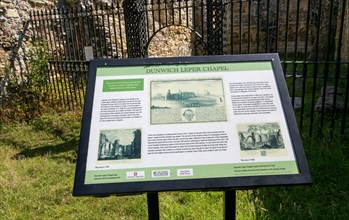 Ruins of Dunwich Leper Chapel information sign