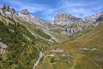 Mountain valley with alpine farming