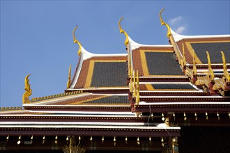 Pagoda roofs with curved decorations