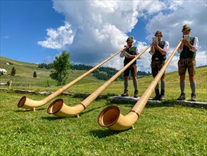 Alphorn blowers at the Christlalm on the Trattberg Almfest on 15.8.23