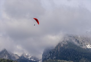 Paragliding under a cloudy sky
