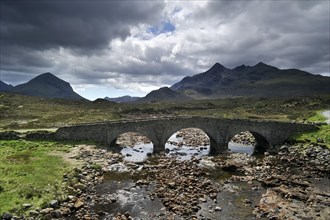 The Old Sligachan Bridge with view over Sgurr nan Gillean and the Red and Black Cuillins