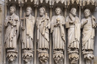 Statues of the Apostles on the west facade of Notre Dame d'Amiens Cathedral