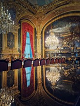 Dining room of Napoleon III at the Louvre Museum. Beautiful decorated royal family apartments
