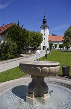Market fountain with Benedictine Abbey Michaelbeuern