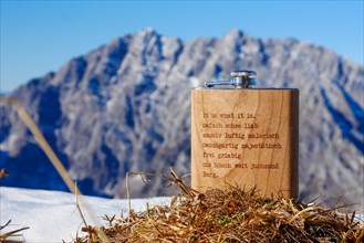 Summit schnapps with the Watzmann east face in late autumn as background