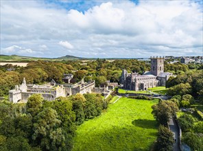 St Davids Cathedral from a drone