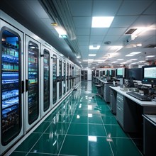 Modern server room with computers and installations