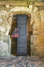 Stone tablet with the legend of the fairy in the fairy tower