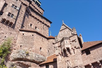 View of the tower buildings of Chateau du Haut Koenigsbourg