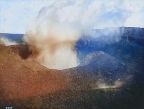 The crater of the volcano Vesuvius in April 1888