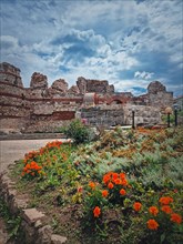 Byzantine fortress ruins of the ancient Thracian settlement Mesembria. The old town of Nessebar on the Black Sea coast