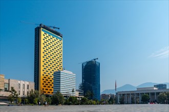 Buildings at the Skanderbeg square in Tirana. Albania
