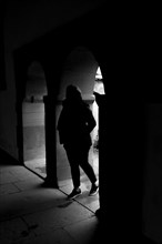 Woman in Silhouette Entrance in Archway in Schaffhausen