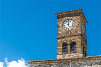 Detail of the Clock Tower in the Ottoman Castle Fortress of Gjirokaster or Gjirokastra. Albania