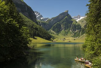 Steep mountains and lake
