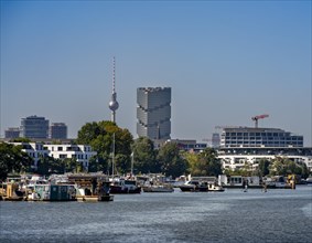 Panoramic view from the Spree towards Treptow and Berlin City East