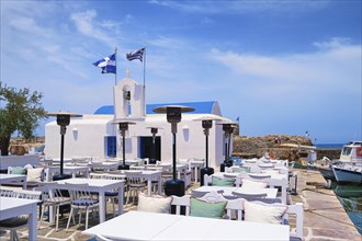 Seafood restaurant or cafe by waterfront of Naoussa bay