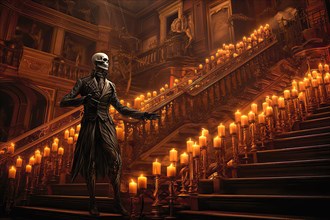 The Legendary Phantom of the Opera going down the stairs of the Paris Opera
